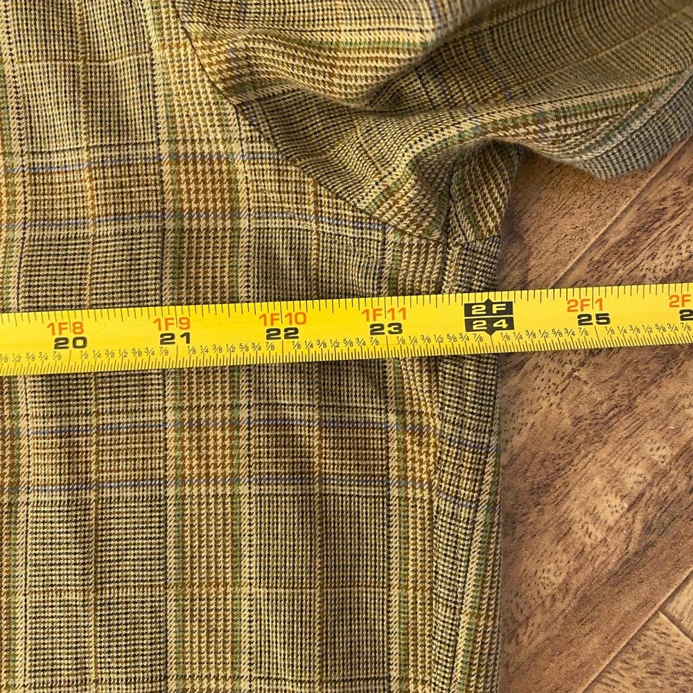 Brooks Brothers 346 Mens Large Flannel Plaid Cotton Wool Button Down Shirt Olive - Picture 5 of 6
